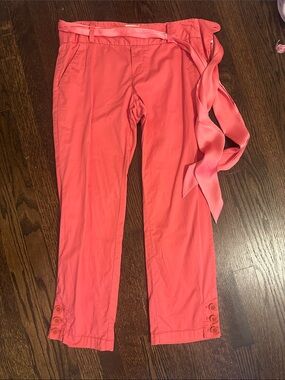 Women's Coral Tie-Belt Crop Pants